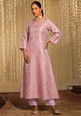 Pink Silk Blend Kurta Set