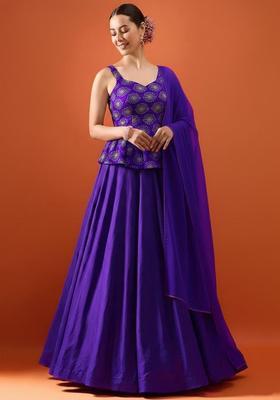 Purple Sequin Silk Blend Lehenga Set