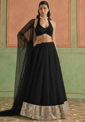 Black Sequin Shimmer Lehenga Set