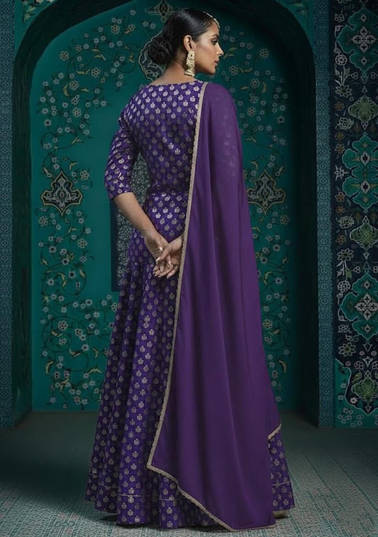 Royal Purple Silk Blend Fusion Set - Indya