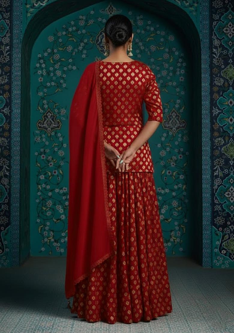 Red Silk Blend Fusion Set - Indya