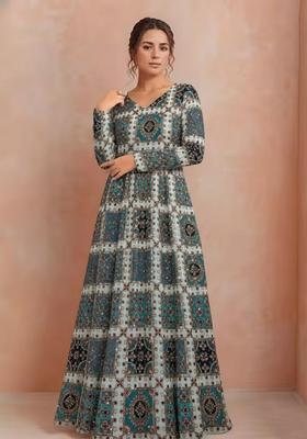 Seafoam Green Sequin Crepe Anarkali