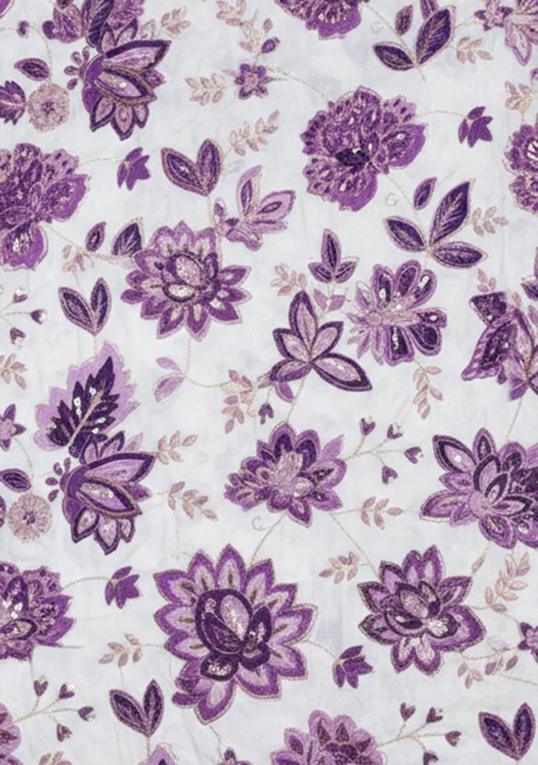 Purple Floral Print Crepe Sharara Set - Indya
