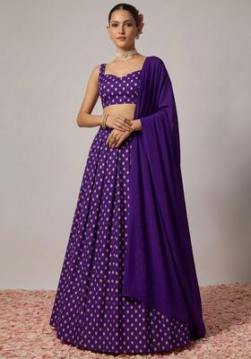 Violet Silk Blend Lehenga Set