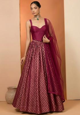 Hot Pink Brocade Lehenga Set