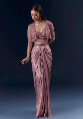 Dusty Rose Embroidered Handwork Fusion Set