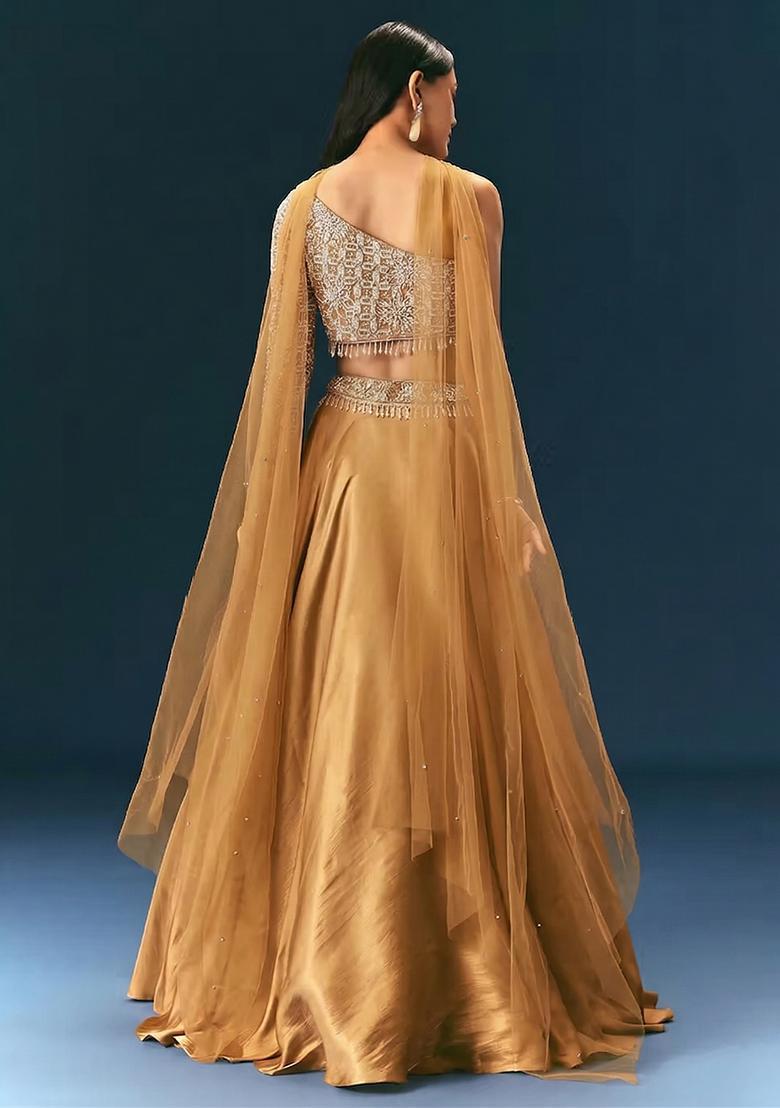 Gold Embroidered Handwork Lehenga Set - Indya
