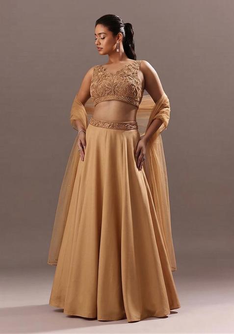 Gold Embroidered Handwork Lehenga Set