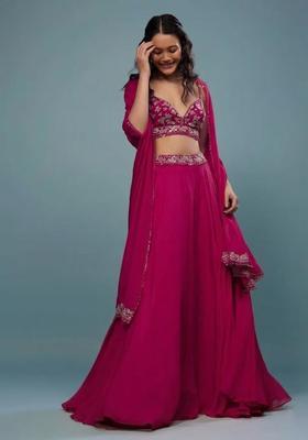 Pink Embroidered Handwork Lehenga Set