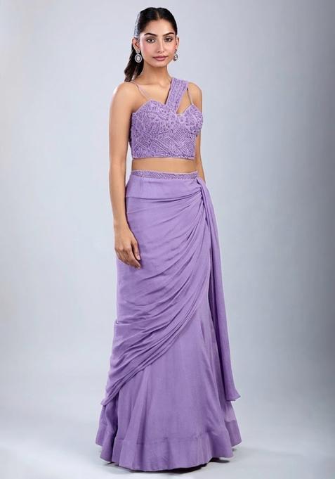 Lavendar Embellished Handwork Fusion Set