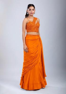 Orange Embellished Handwork Fusion Set