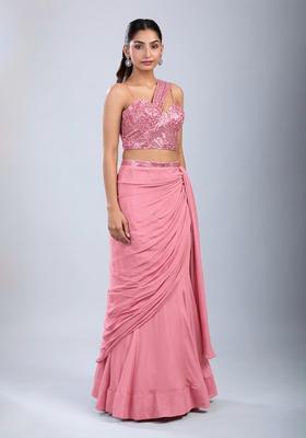 Rose Pink Embellished Handwork Fusion Set