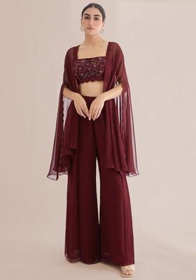 Grey Embroidered Handwork Fusion Set