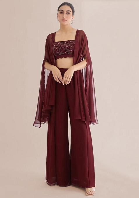 Grey Embroidered Handwork Fusion Set