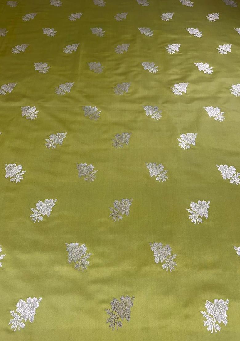 Lime Jacquard Silk Blend Lehenga Set - Indya