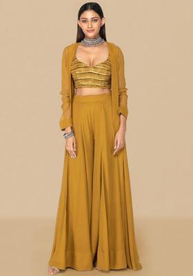 Mustard Yellow Handwork Fusion Set