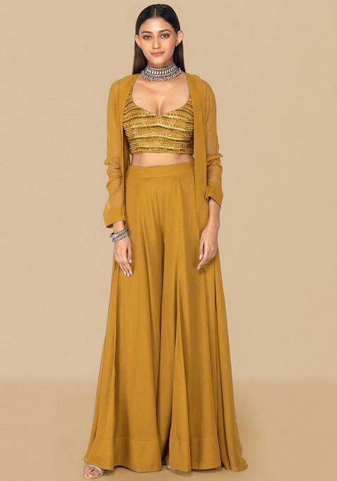 Mustard Yellow Handwork Fusion Set