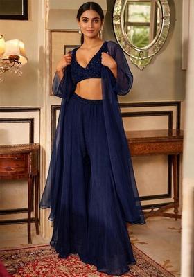 Navy Blue Handwork Fusion Set
