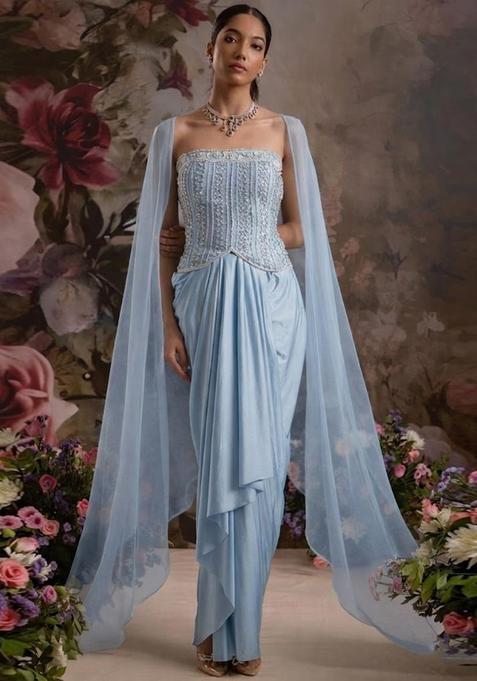 Powder Blue Handwork Fusion Set
