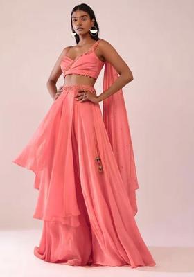 Coral Pink Handwork Lehenga Set