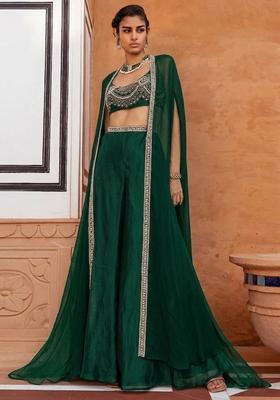 Teal Embroidered Handwork Fusion Set