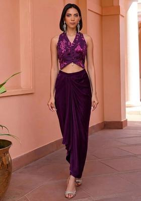 Deep Plum Devore Velvet Fusion Set