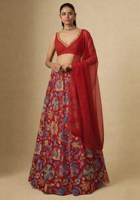 Crimson Red Handwork Lehenga Set
