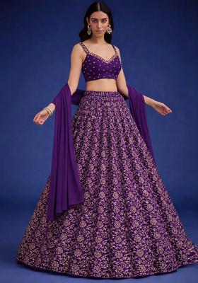 Royal Violet Handwork Lehenga Set