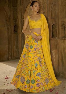 Sunshine Yellow Handwork Lehenga Set