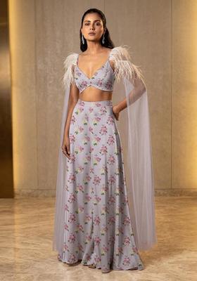 Lavender Printed Satin Fusion Set