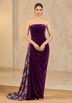 Deep Purple Printed Crepe Fusion Set