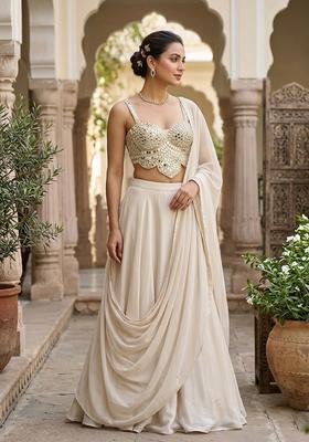 Off White Handwork Lehenga Set