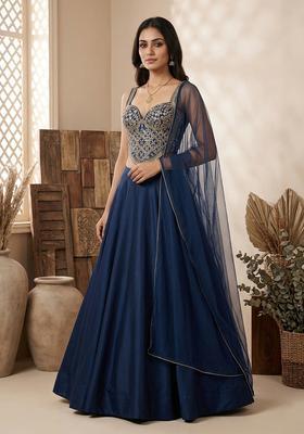 Navy Blue Handwork Lehenga Set