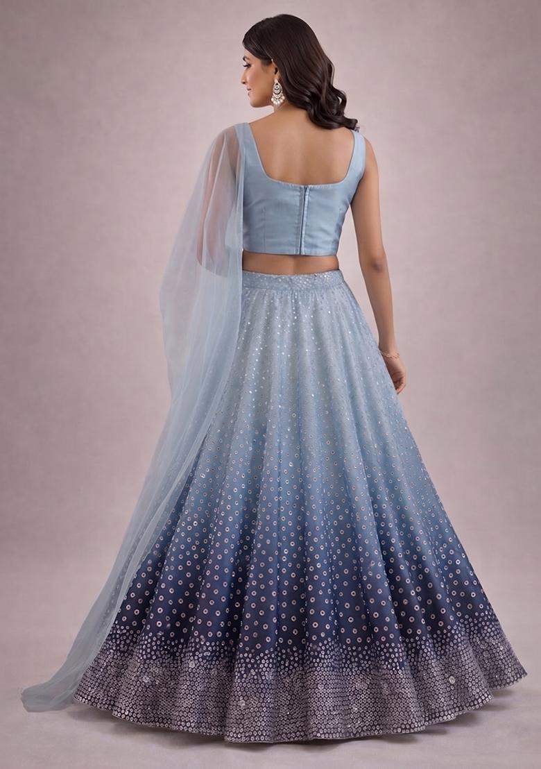Powder Blue Handwork Lehenga Set - Indya