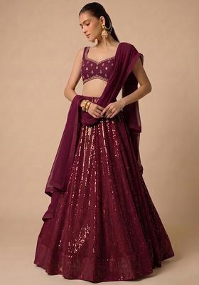 Wine Purple Handwork Lehenga Set