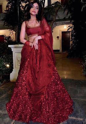 Deep Red Handwork Lehenga Set