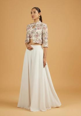 Dusty Pink Sequin Crepe Sharara Set