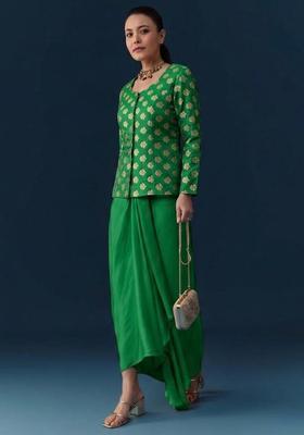 Green Brocade Fusion Set
