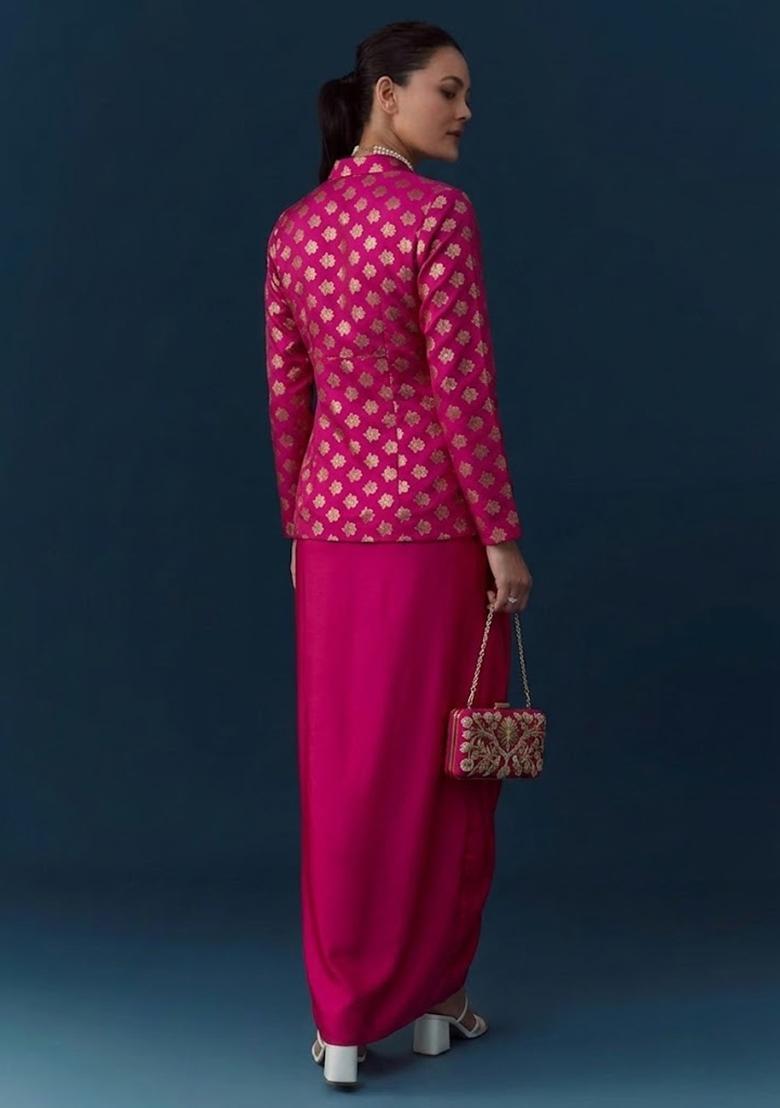 Rani Pink Brocade Fusion Set - Indya