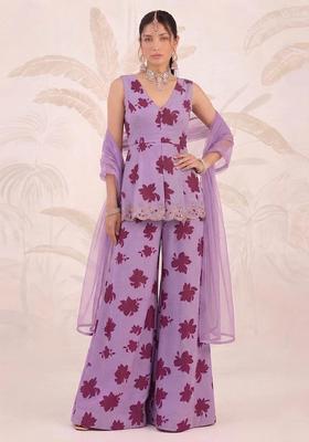 Lavender Purple Printed Sharara Set