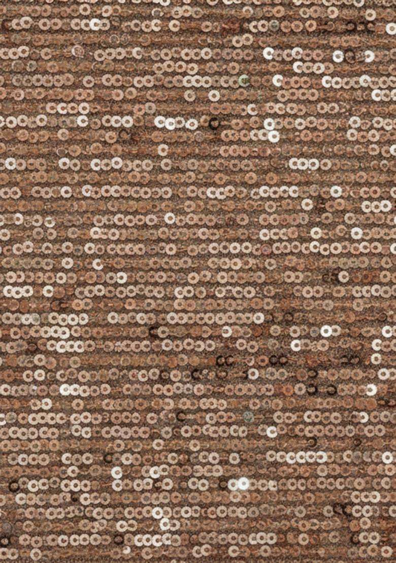 Rose Gold Sequin Net Pre Draped Saree Set - Indya