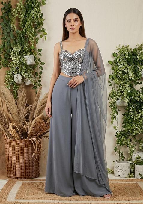 Pastel Blue Embellished Fusion Set