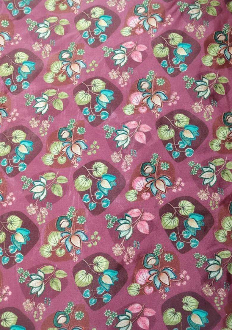 Dusty Mauve Printed Chinon Fusion Set - Indya