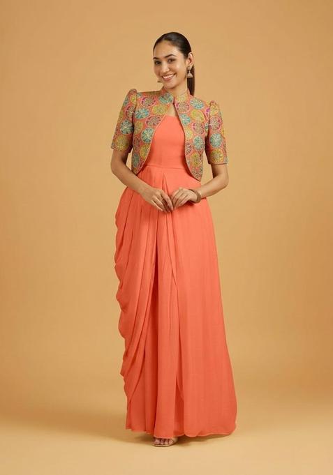 Coral Orange Printed Tissue Fusion Set