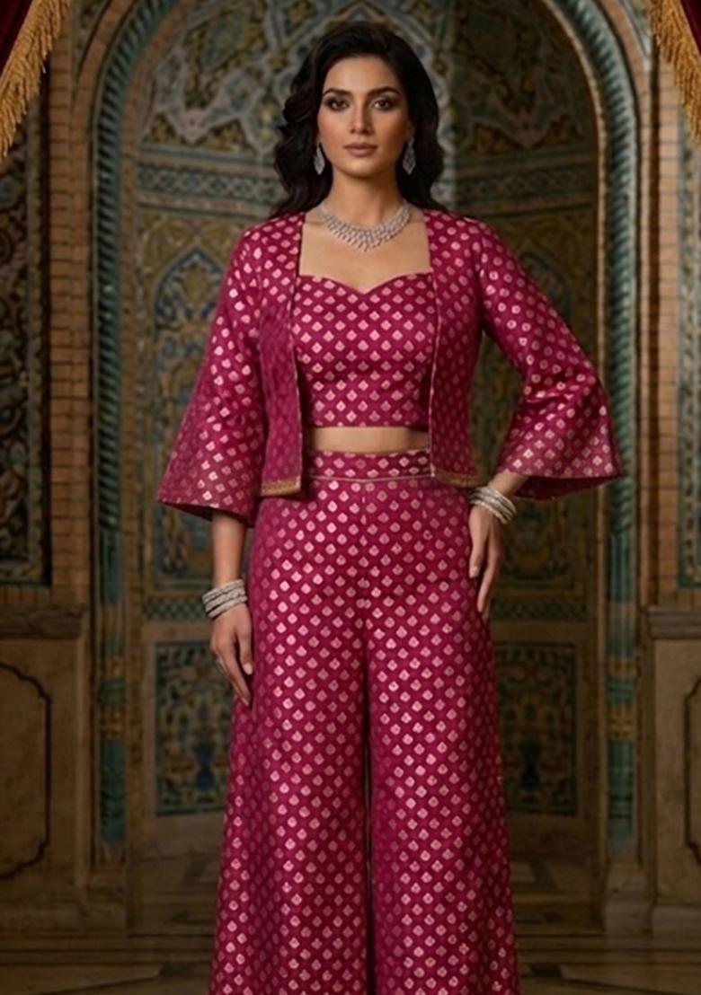 Rani Pink Brocade Fusion Set - Indya