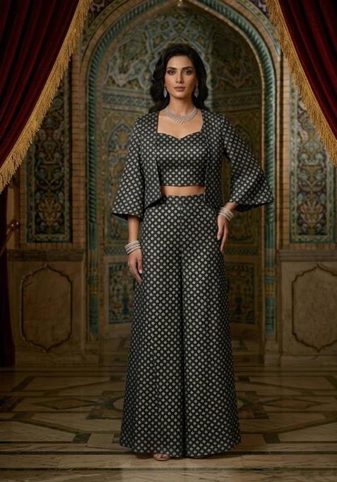 Charcoal Black Brocade Fusion Set