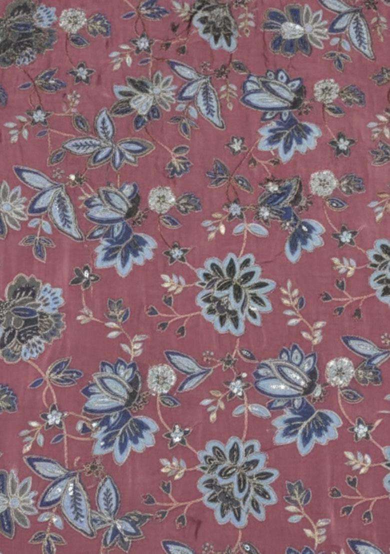 Dusty Pink Printed Crepe Fusion Set - Indya