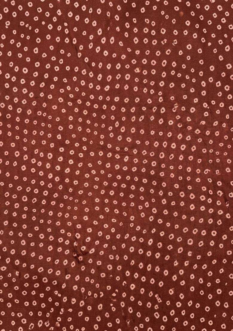 Rust Brown Printed Crepe Fusion Set - Indya