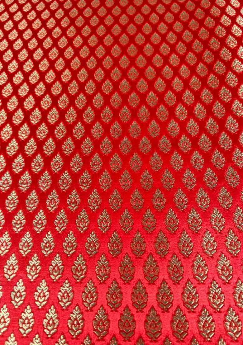 Crimson Red Brocade Fusion Set - Indya