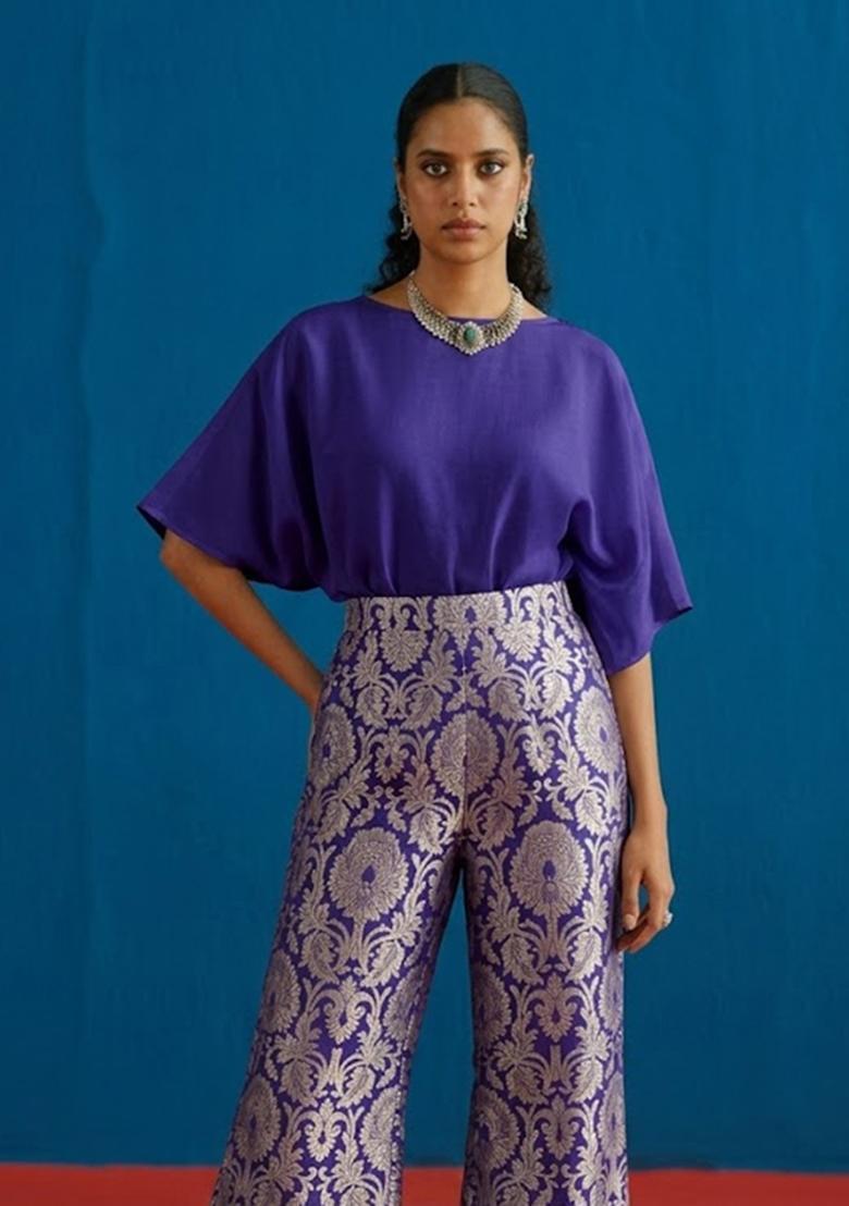 Royal Blue Silk Blend Fusion Set - Indya